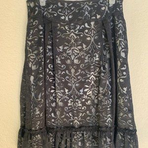 Black Apostrophe Lace NWT, Sz. 12, A-Line knee length skirt w/ lining